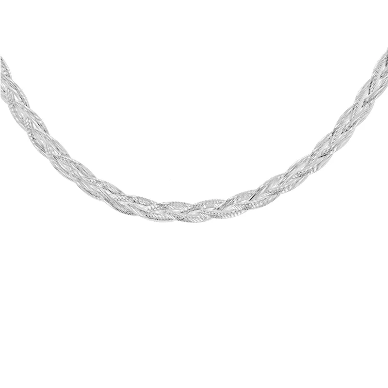 Image of Be You Sterling Silver Twined Herringbone Necklace Sterling Silver female 17inch