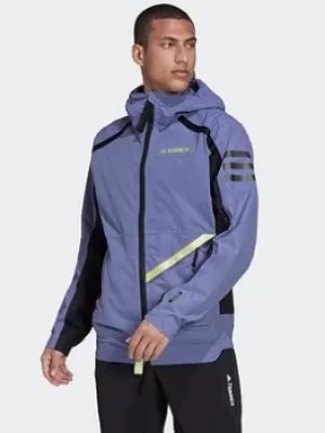 Image of adidas Terrex Utilitas Rain Jacket, Green/Black Size XL Men