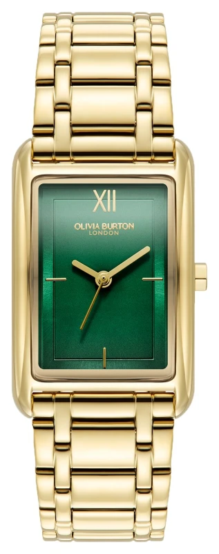 Image of Olivia Burton Green Dial Stainless Steel Link Bracelet Watch