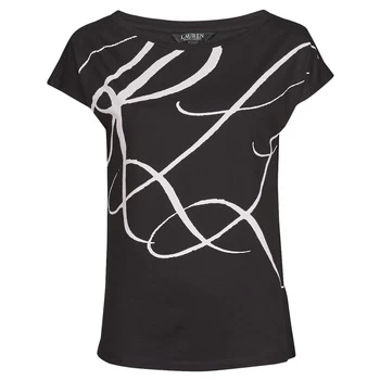 Image of Lauren Ralph Lauren GRIETA-KNIT womens T shirt in Black - Sizes S,M,L