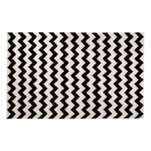 Image of Monochrome Zig Zag Stripe Wool Mix Rug