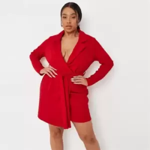 Image of Missguided Basic Jersey Belted Blazer Dress - Red