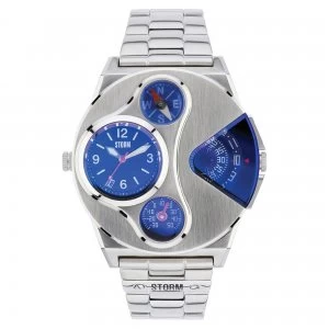 Image of Storm V2 Navigator Lazer Blue Dual Time Stainless Steel Mens Watch 47246/B