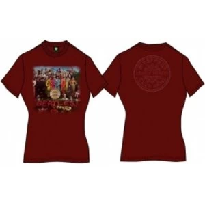 Image of Sgt Pepper Ladies Scarlet Vintage Print TShirt: Medium