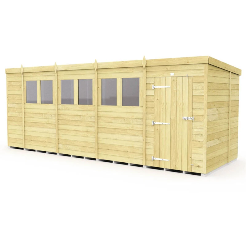 Image of Flat Pack Sheds DIY Sheds 18 x 6 Pent Shed, Brown 19X6PFF