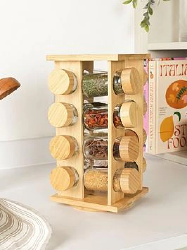 Image of Salter Bamboo 16 Piece Spice Rack Brown W26IQ Unisex