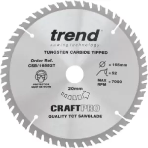 Image of Trend CSB/16552T Craft Saw Blade 165Mm X 52 Teeth X 20 Thin