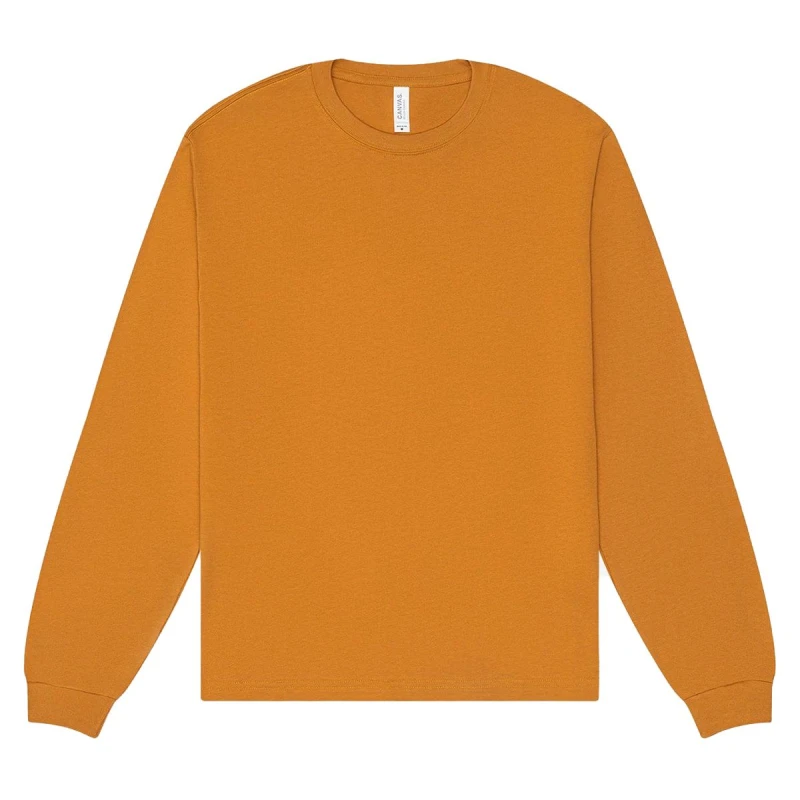 Image of Bella + Canvas Mens Heavyweight Boxy Long-Sleeved T-Shirt in Light Brown Size: Large Light Brown Male L