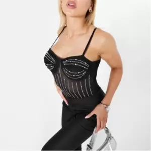 Image of I Saw It First Diamante Bust Detail Bodysuit - Black