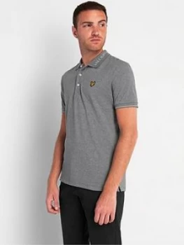 Image of Lyle & Scott Branded Collar Polo Shirt - Mid Grey Marl