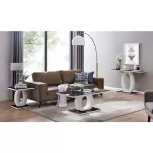 Image of Giovani Black White High Gloss Glass Console Coffee End Side Table Set