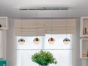 Image of Sphere Integrated LED Bar Ceiling Pendant Chrome, Brass, Copper