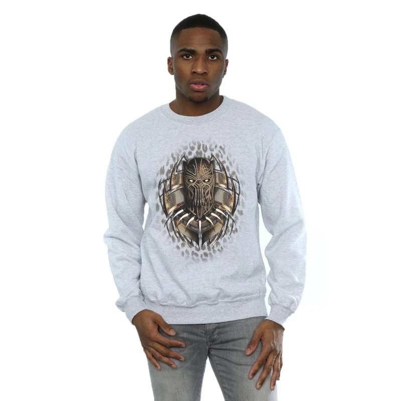 Image of Marvel Marvel Men Black Panther Gold Killmonger Sweatshirt in Grey Size: Small Grey S Male 5057736586211