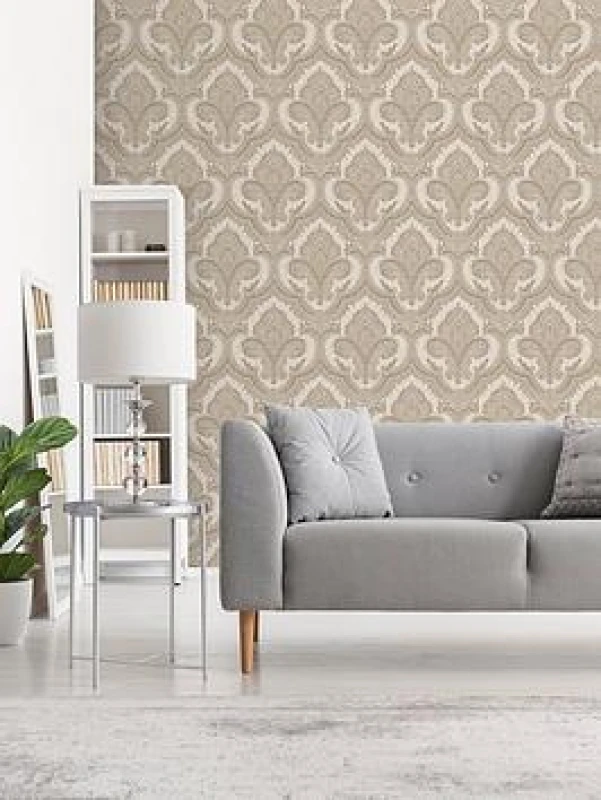 Image of Design Id Did Damask Taupe Wallpaper Taupe WWUPK Unisex