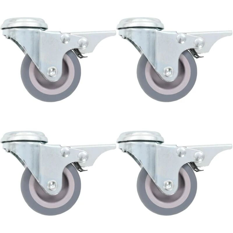 Image of VIDAXL Bolt Hole Swivel Casters with Double Brakes 4 pcs 50 mm Vidaxl 8718475720164