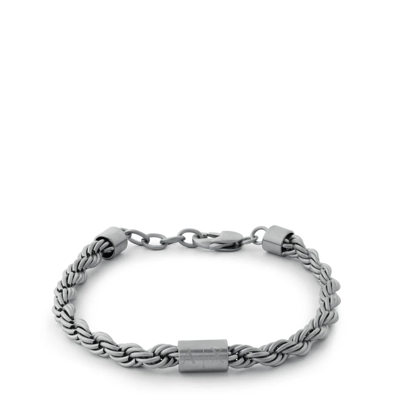 Image of Armani Exchange Mens Silver Stainless Steel Chain Bracelet