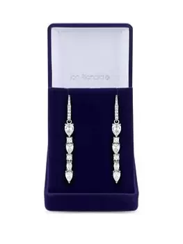 Image of Jon Richard Rhodium Plated Cubic Zirconia Mixed Stone Linear Earrings - Gift Boxed, Silver, Women
