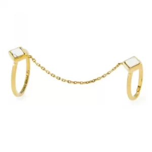 Image of Ladies Juicy Couture Gold Plated White Turquoise Double Chain Rings