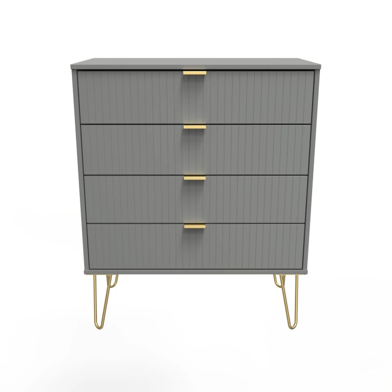 Image of Welcome Furniture Ready Assembled Linear 4 Drawer Chest In Dusk Grey LIF011DGDG