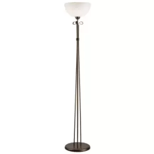 Image of Adelle Uplighter Floor Lamp With Glass Shades, Brown, 1x E27