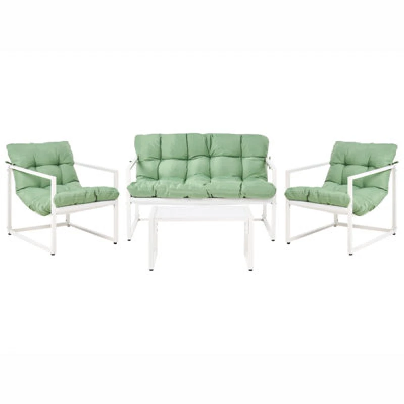 Image of Beliani Garden Lounge Set With Table 4 Seater Garda Metal Green