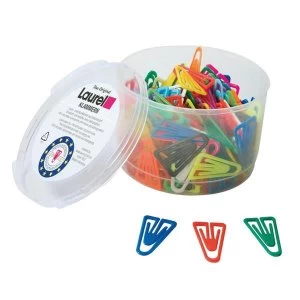 Image of Laurel Paperclips Plastic Non Magnetising 35mm Assorted Colours Pack of 200