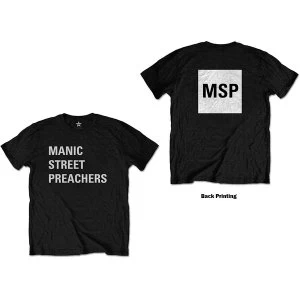 Image of Manic Street Preachers - Block Logo Unisex Medium T-Shirt - Black