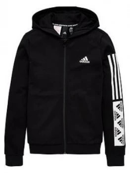 Image of adidas Girls Full Zip Hoodie - Black, Size 4-5 Years, Women