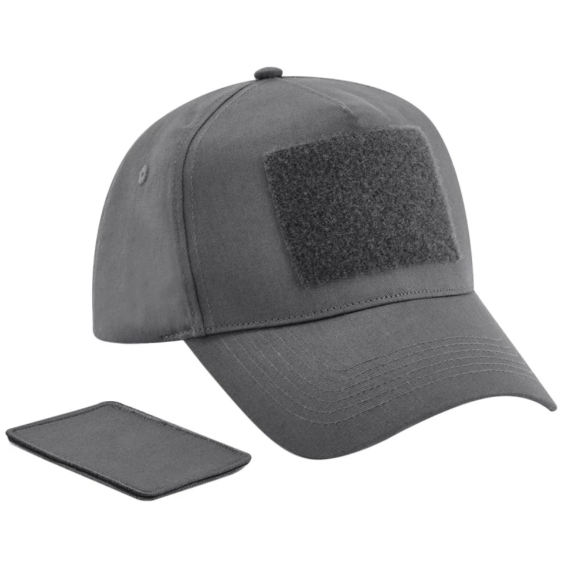 Image of Beechfield Beechfield Men 5 Panel Removable Patch Cap in Mid Grey Mid Grey One Size Male 5063107038319