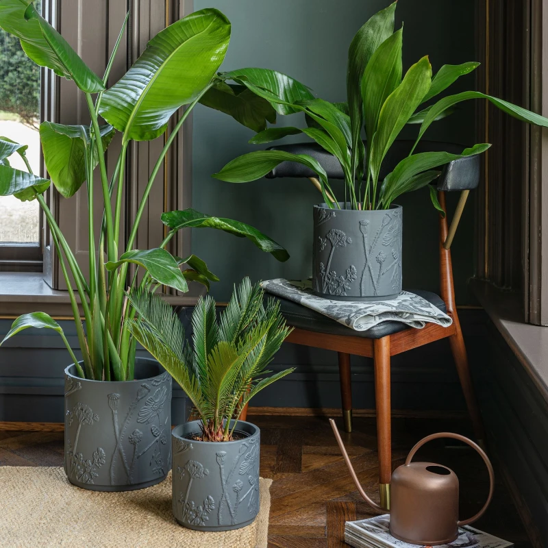 Image of Ivyline Kew Stoneware Meadow Planter - Stoneware - L24 X W24 X H24cm - Grey