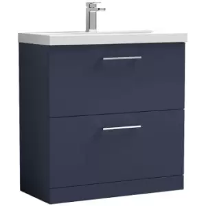 Image of Arno Matt Electric Blue 800mm 2 Drawer Vanity Unit with 50mm Profile Basin - ARN1735D - Electric Blue - Nuie