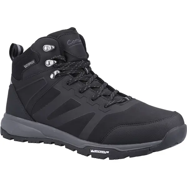 Image of Cotswold Mens Kingham Mid Waterproof Walking Hiking Ankle Boots - UK 8 Black male GDE2704BLK8
