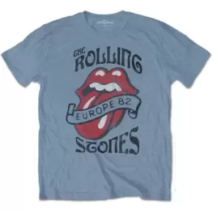 Image of The Rolling Stones - Europe '82 Tour Unisex X-Large T-Shirt - Blue