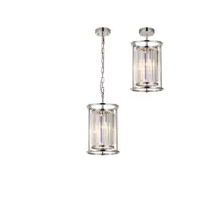 Image of Guilford Ceiling Pendant, E27, Polished Nickel, Clear