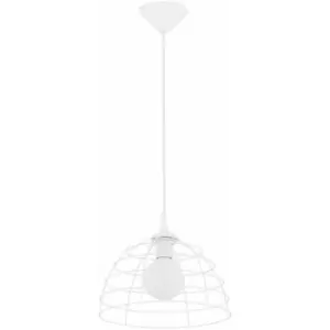Image of Keter Lighting - Keter Don Wire Frame Pendant Ceiling Light White, 30cm, 1x E27