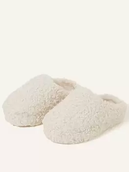 Image of Accessorize Borg Platform Mule, White, Size S, Women