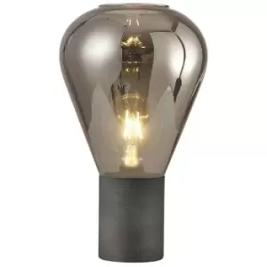 Image of Luminosa Olena Narrow Table Lamp, E27, Pewter, Smoke Plated Glass