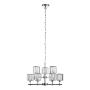 Image of Spa Pegasi 9 Light Chandelier Crystal Glass and Chrome