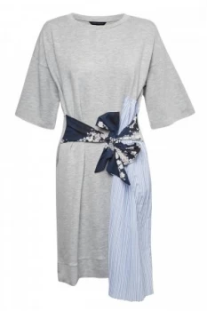 Image of French Connection Ono Tie Mix Jersey Dres Grey