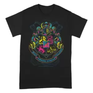 Image of Harry Potter T-Shirt Neon Hogwarts Crest Size M