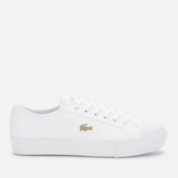 Image of Lacoste Womens Ziane Plus Grand Leather Flatform Trainers - White/White - UK 3