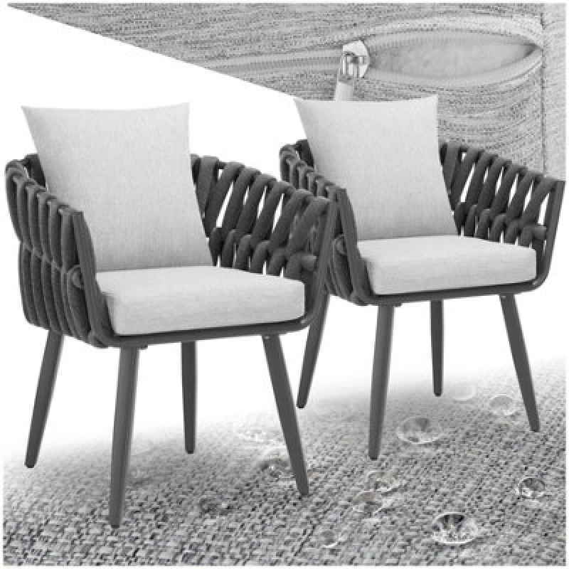 Image of Tectake Chair Lugano Set Of 2 - Aluminium Frame, Weather-Resistant, Thick Cushions, 61 X 60 X 73cm - Anthracite - 2