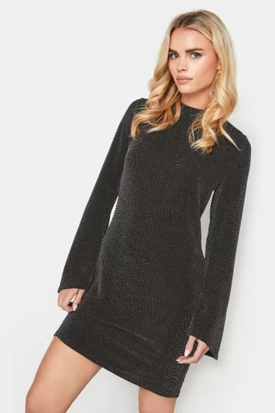 Image of Petite Glitter Cowl Back Mini Dress