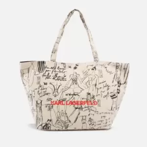 Image of Karl Lagerfeld Womens Karl Lagerfeld Womens Archive Canvas Shopper Tote Bag - Off White