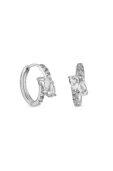 Image of Sterling Silver 925 Cubic Zirconia Mini Hoop Earrings