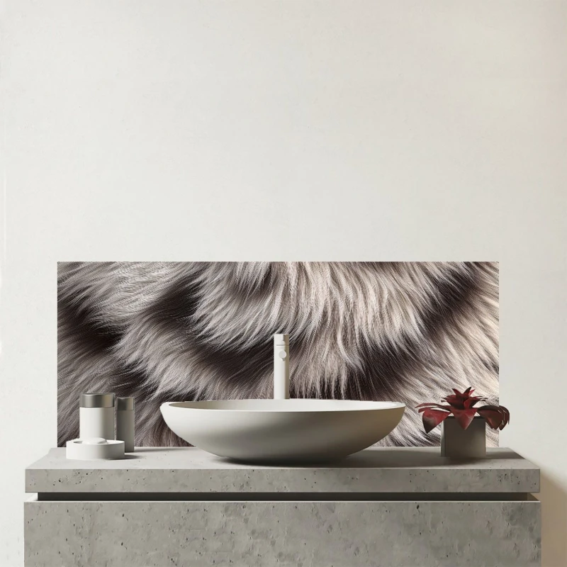 Image of Warren Reed - Designer Mink Fur Print Glass Bathroom Splashback in Brown Brown Unisex