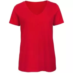 Image of B&C Womens/Ladies Favourite Organic Cotton V-Neck T-Shirt (XS) (Red)