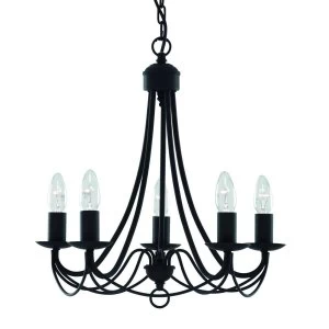 Image of 5 Light Multi Arm Ceiling Pendant Black, E14