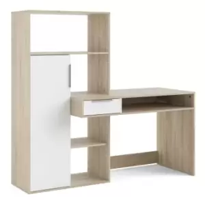 Image of Function Plus Desk Multi-Functional Desk With Drawer And 1 Door In White And Oak Effect