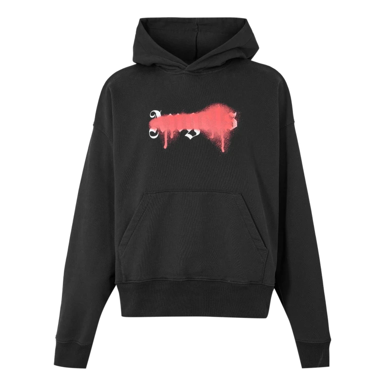 Image of Palm Angels Mens Pull Over Hoodie Black Red male S